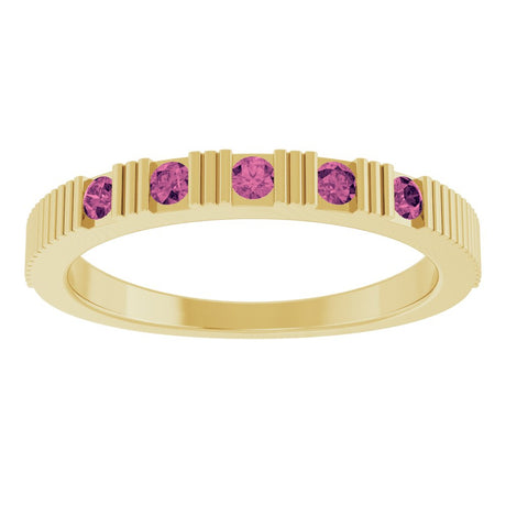 14K Yellow Natural Pink Tourmaline Stackable Ring