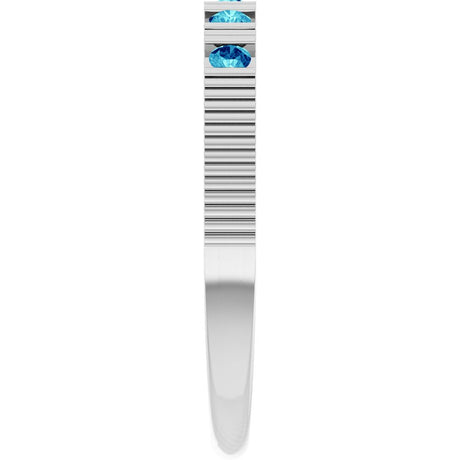 14K White Natural Blue Zircon Stackable Ring