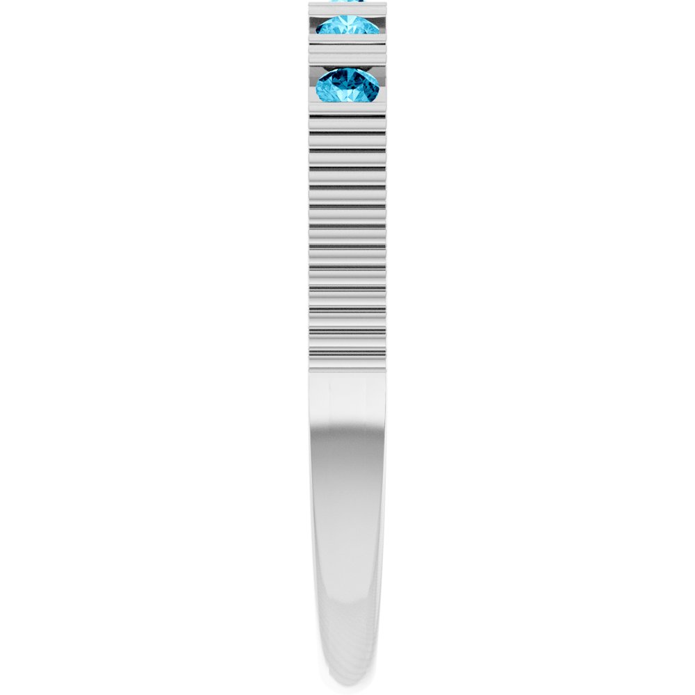 14K White Natural Aquamarine Stackable Ring