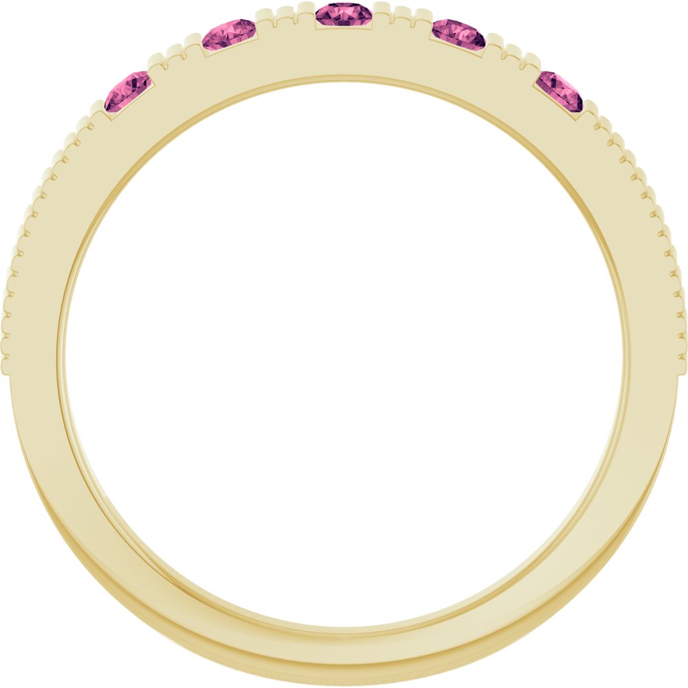 14K Yellow Natural Pink Tourmaline Stackable Ring