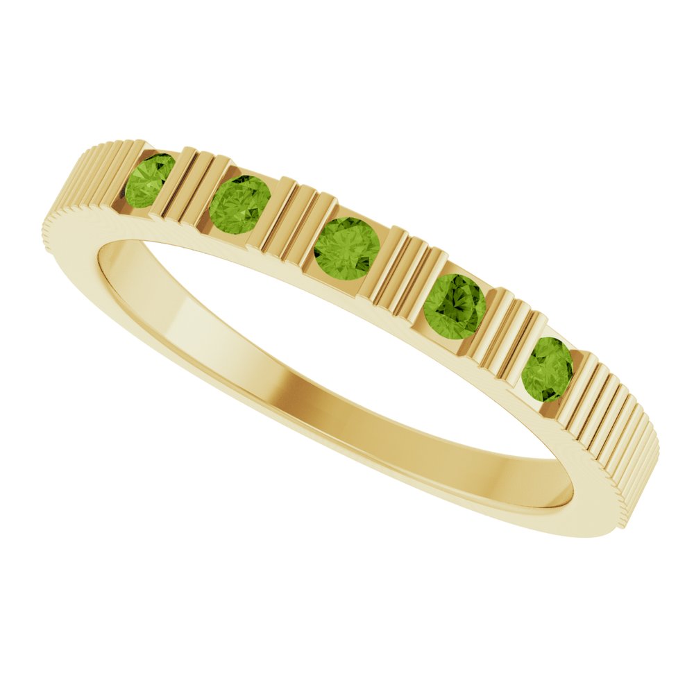 14K Yellow Natural Peridot Stackable Ring