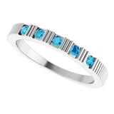 14K White Gold Natural Blue Zircon Stackable Ring