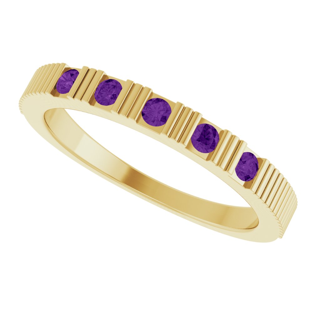 14K Yellow Natural Amethyst Stackable Ring