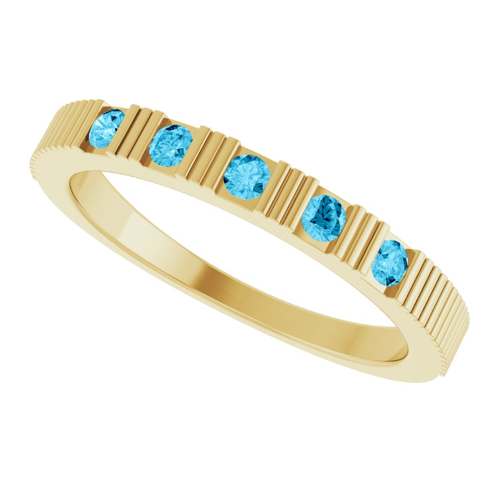 14K Yellow Natural Aquamarine Stackable Ring