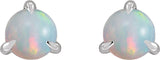 Sterling Silver Cabochon Natural White Opal Stud Earrings