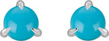 14K White Gold Cabochon Natural Turquoise Stud Earrings