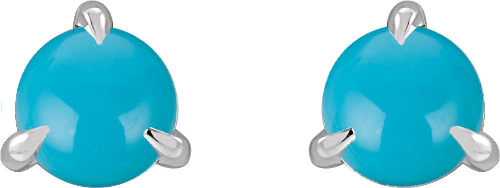 Sterling Silver Cabochon Natural Turquoise Stud Earrings