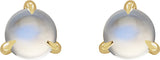 14K Yellow Gold Cabochon Natural Rainbow Moonstone Stud Earrings