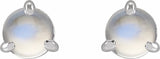 Sterling Silver Cabochon Natural Rainbow Moonstone Stud Earrings