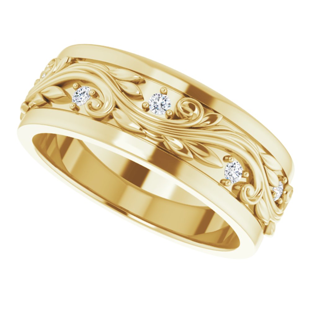 14K Yellow Gold 1/4 CTW Natural Diamond Band  Size 9.5