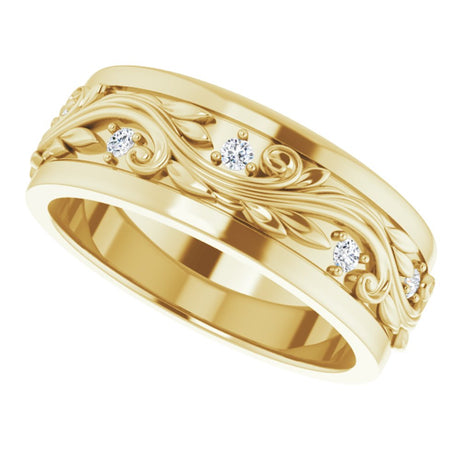 14K Yellow Gold 1/4 CTW Natural Diamond Band  Size 9.5