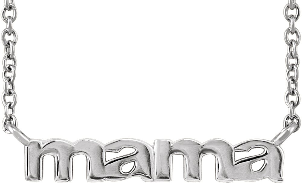 14K White Gold Mama 16" Necklace