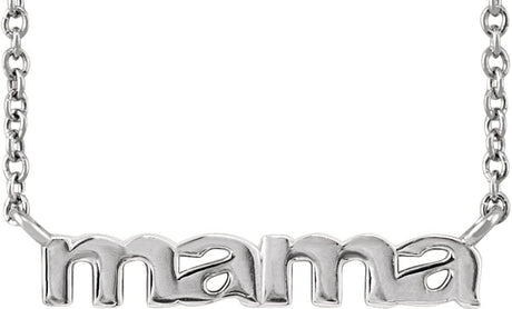 14K White Gold Mama 16" Necklace