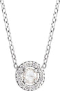 14K White 1/8 CTW Rose-Cut Natural Diamond Halo-Style 16-18" Necklace