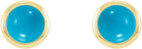 14K Yellow Cabochon Natural Turquoise Bezel-Set Solitaire Earrings