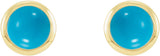 14K Yellow Gold Cabochon Natural Turquoise Bezel-Set Solitaire Earrings