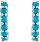 Sterling Silver Natural Turquoise 12.2 mm Huggie Hoop Earrings