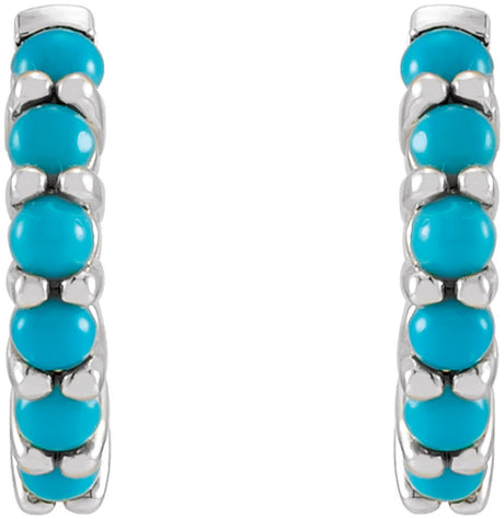 Sterling Silver Natural Turquoise 12.2 mm Huggie Hoop Earrings