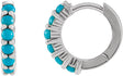 14K White Gold Natural Turquoise Cabochon Hinged 12.2 mm Hoop Earrings