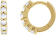14K Yellow Gold Natural Rainbow Moonstone Cabochon Hinged 12.2 mm Hoop Earrings