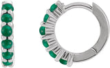 Sterling Silver Natural Emerald Cabochon 12.2 mm Huggie Hoop Earrings