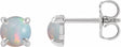 Sterling Silver Natural White Opal Cabochon Stud Earrings