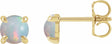 14K Yellow Gold Natural White Opal Cabochon Stud Earrings