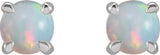 Sterling Silver Natural White Opal Cabochon Stud Earrings