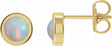 14K Yellow Gold Cabochon Natural White Opal Bezel-Set Solitaire Earrings