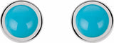 Sterling Silver Cabochon Natural Turquoise Bezel-Set Solitaire Earrings