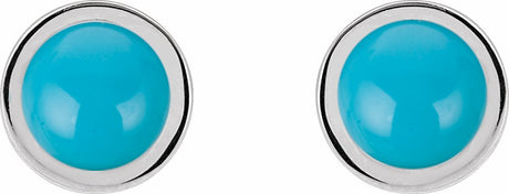 Sterling Silver Cabochon Natural Turquoise Bezel-Set Solitaire Earrings