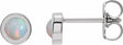 Sterling Silver Cabochon Natural White Opal Bezel-Set Solitaire Earrings