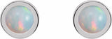 Sterling Silver Cabochon Natural White Opal Bezel-Set Solitaire Earrings