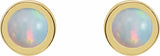 14K Yellow Gold Cabochon Natural White Opal Bezel-Set Solitaire Earrings