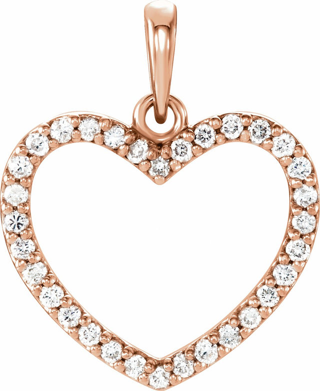 14K Rose 1/5 CTW Natural Diamond Heart Pendant