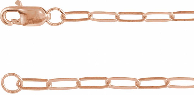 14K Rose 2.1 mm Paperclip-Style 18" Chain