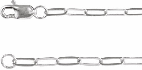 14K White 2.1 mm Paperclip-Style 20" Chain