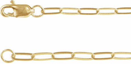 10K Yellow Gold 2.1 mm Paperclip-Style 7" Chain
