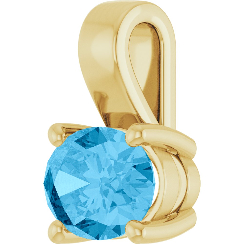 14K Yellow Gold Natural Swiss Blue Topaz Charm/Pendant