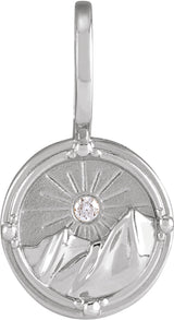 Sterling Silver .015 CT Natural Diamond Earth Element Charm/Pendant
