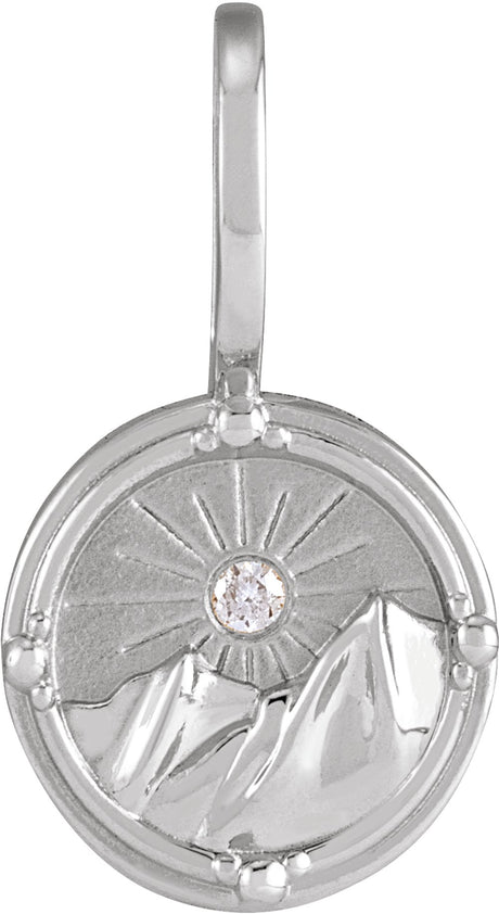 Sterling Silver .015 CT Natural Diamond Earth Element Charm/Pendant
