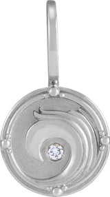 Sterling Silver .015 CT Natural Diamond Water Element Charm/Pendant

