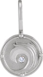 Sterling Silver .015 CT Natural Diamond Water Element Charm/Pendant

