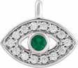 14K White Petite Pavé™ Natural Emerald & .05 CTW Natural Diamond Evil Eye Dangle