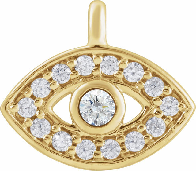 14K Yellow Petite Pavé™ .06 CTW Natural Diamond Evil Eye Dangle