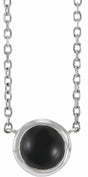 Sterling Silver Cabochon Natural Black Onyx Bezel-Set 18" Necklace