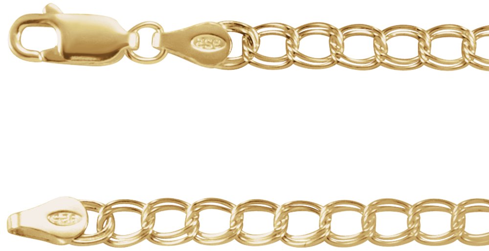 14K Yellow Gold 4 mm Double Link Curb 7" Chain