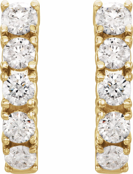 14K Yellow 1 1/2 CTW Lab-Grown Diamond Hoop Earrings