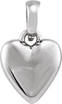 14K White Puffed Heart Pendant