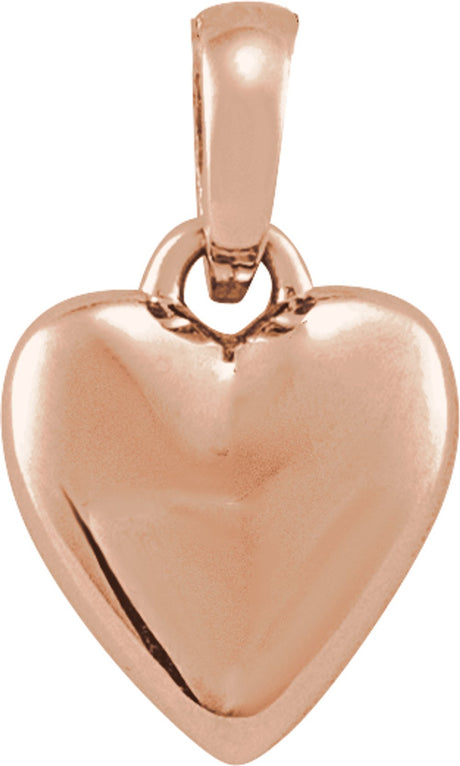 14K Rose Puffed Heart Pendant